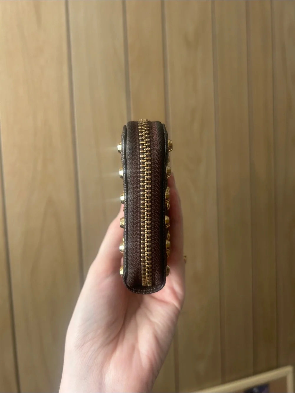 Michael Kors brown and gold studded wallet